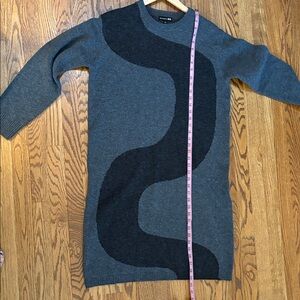 Marimekko Uniqlo oversized gray/black wool sweater dress, size small NWOT